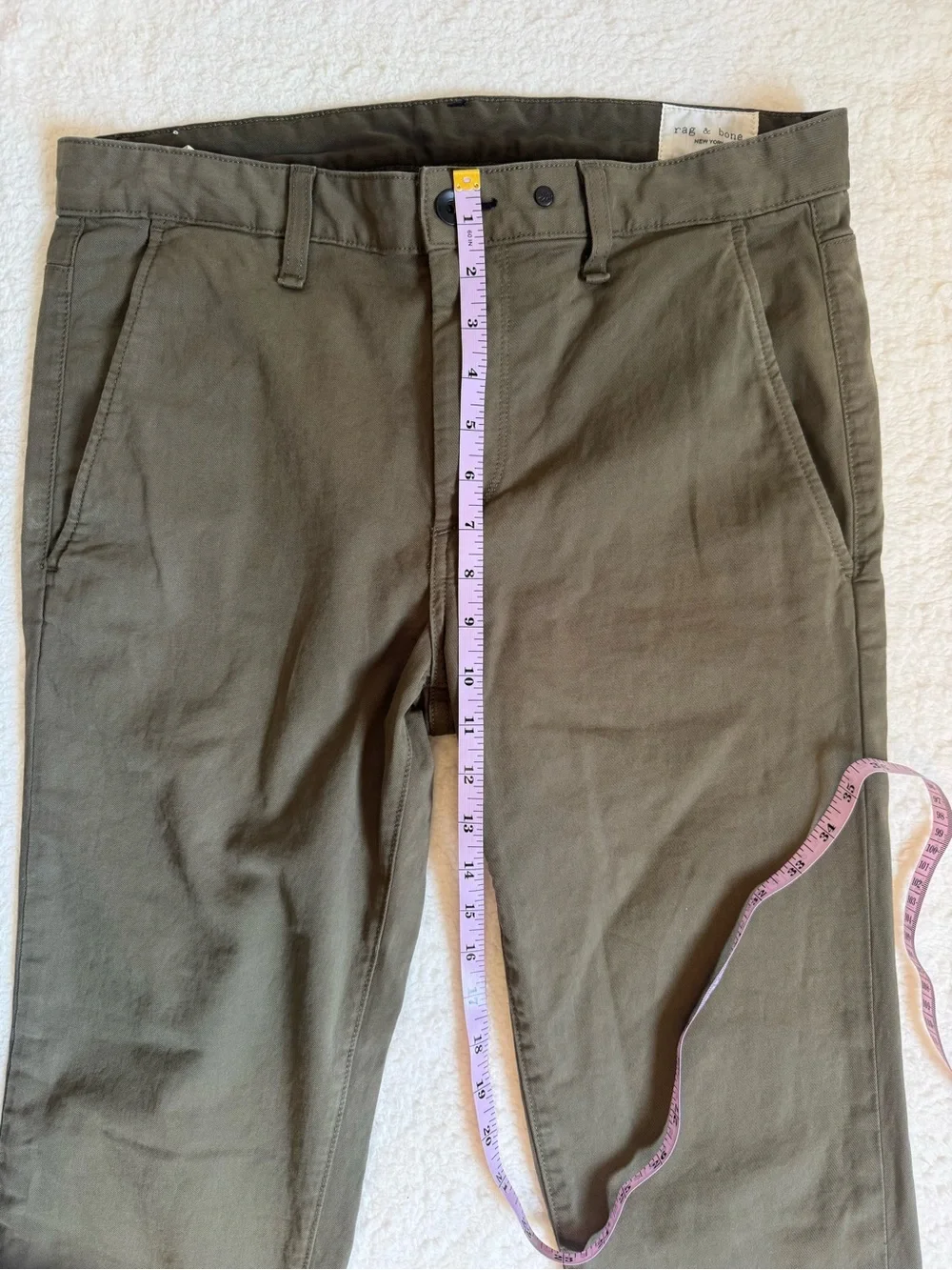 rag & bone Army Green Slim Fit Chino Pants Stretch Cotton Men's 32